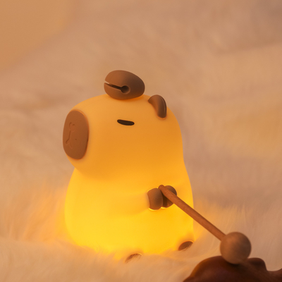 Funny Cartoon Capybara Night Light Tap Control 1200mAh Đèn ngủ có thể sạc lại với 7 màu thay đổi