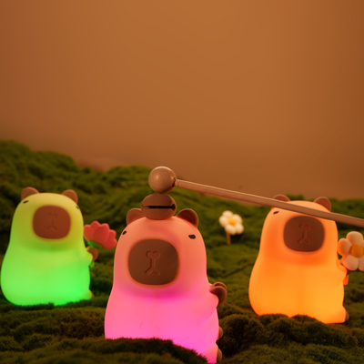 Funny Cartoon Capybara Night Light Tap Control 1200mAh Đèn ngủ có thể sạc lại với 7 màu thay đổi