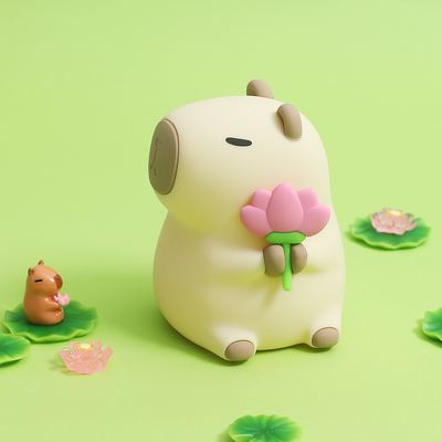 Funny Cartoon Capybara Night Light Tap Control 1200mAh Đèn ngủ có thể sạc lại với 7 màu thay đổi