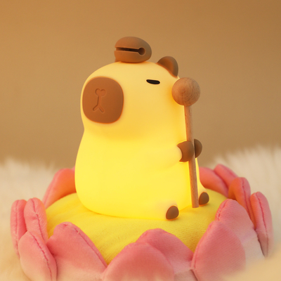 Funny Cartoon Capybara Night Light Tap Control 1200mAh Đèn ngủ có thể sạc lại với 7 màu thay đổi