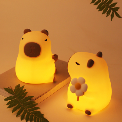 Cute silicone Capybara Night Light Đèn đêm trẻ em quà tặng Usb Sản phẩm động vật có thể sạc lại Đèn đêm silicone