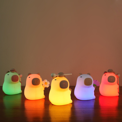 Thiết kế hiện đại Silikon Capybara Đèn đêm Đèn cầm tay USB sạc lại nguồn ánh sáng LED Kiểm soát cảm ứng Đèn động vật Cho phòng ngủ