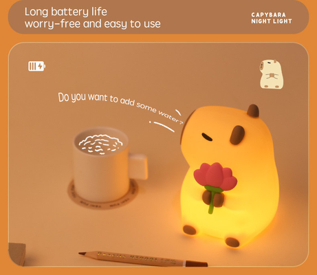 Thiết kế hiện đại Silikon Capybara Đèn đêm Đèn cầm tay USB sạc lại nguồn ánh sáng LED Kiểm soát cảm ứng Đèn động vật Cho phòng ngủ