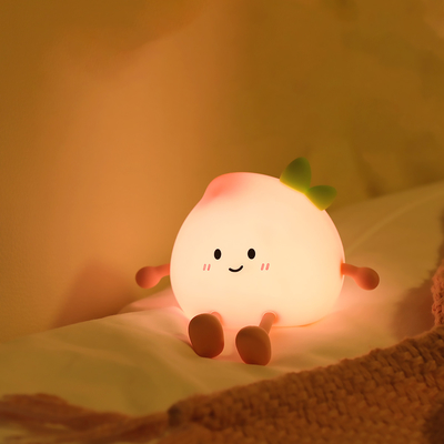 2024 New Creative Peach Shape Night Lamp Soft Silicone 7 Color Changing Eye Care Night Light For Children Gifts Đèn bàn