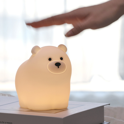 Muid Little White Bear Patting Lamp Silicone Children Soft Baby Light Sleep Bedside Bedroom Touch Night Light (Mẹo ngủ bên giường)