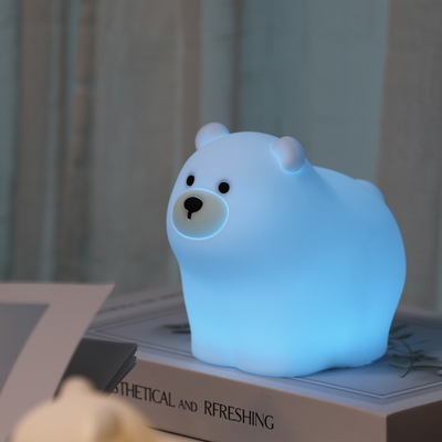 Muid Little White Bear Patting Lamp Silicone Children Soft Baby Light Sleep Bedside Bedroom Touch Night Light (Mẹo ngủ bên giường)