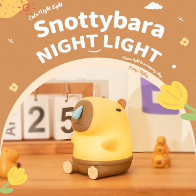 Đèn bàn Snottybara dễ thương Đèn đồ vật có thể sạc lại Đèn hoạt hình Capybara Đèn đêm silicone