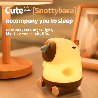 Đèn bàn Snottybara dễ thương Đèn đồ vật có thể sạc lại Đèn hoạt hình Capybara Đèn đêm silicone