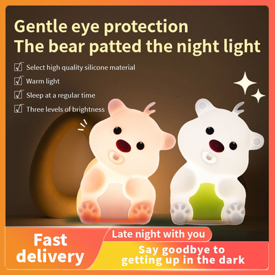 Cute Bear Shape Silicone Night Light Silicone Bedroom Decor Table Đèn bên giường sạc lại