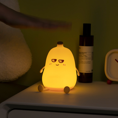 Cute chuối phim hoạt hình trái cây đèn LED ánh sáng đêm đèn silicone cảm biến cảm ứng thời gian USB sạc lại trẻ em phòng ngủ sinh nhật quà tặng