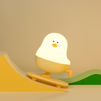 Modern Rechargeable LED Skateboard Chicken Night Lamp ABS Bedroom Desktop Decor With Touch Power quà lễ hội cho người ngủ